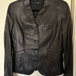 Boss chocolate brown Leather Blazer